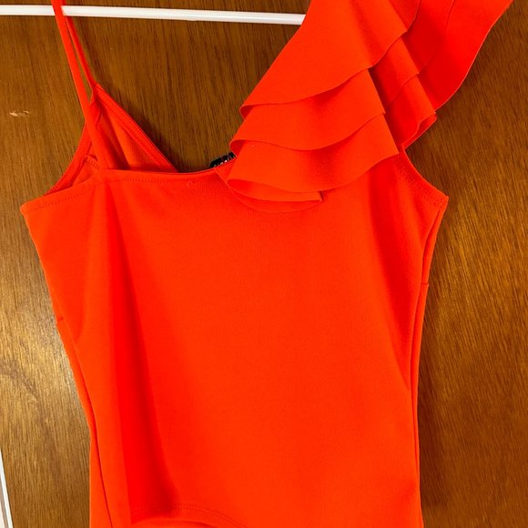 NWT Hot Orange Ruffle Tank Top Size Small - Picture 2 of 3